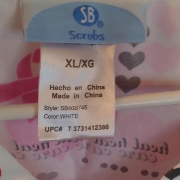 NWOT Women's Scrub Top October Breast Cancer Nursing Medical Dental-fields XL - Picture 7 of 8